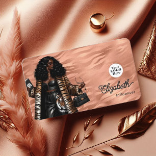 Rose Gold und Gold Tiger Skin Schwarze Geschäftsfr Visitenkarte