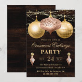 Rose Gold und Gold Weihnachtsschmuck Einladung (Vorne/Hinten)