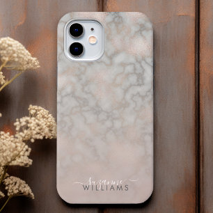 Rose Gold und Grau Elegantes Marmorbad Case-Mate iPhone Hülle