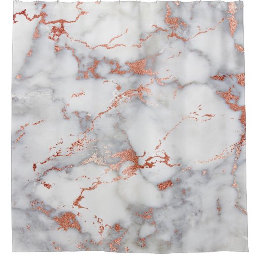 Rose, Gold und grauer Marmor Duschvorhang (Vorderseite)