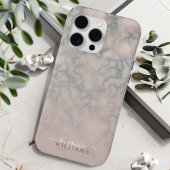 Rose Gold und Gray Elegantes Marmormuster Case-Mate iPhone Hülle
