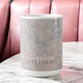 Rose Gold und Gray Elegantes Marmormuster Kaffeetasse