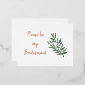 Rose Gold und Grüne Bridesmaid Vorschlag Real Folie Einladungspostkarte (Vorderseite/Rückseite)