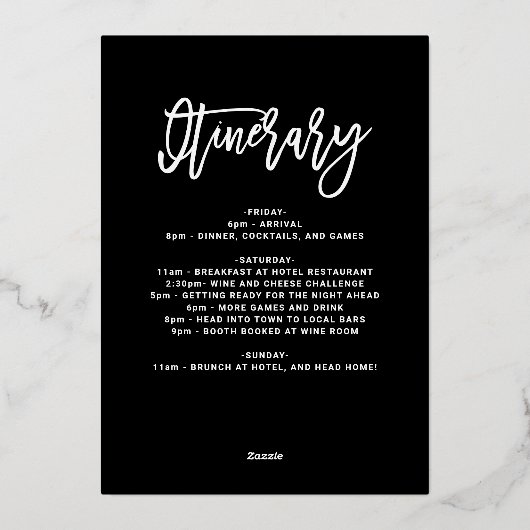 Rose Gold und Imitate Glitzer | Bachelorette Weeke Folieneinladung (Rückseite)