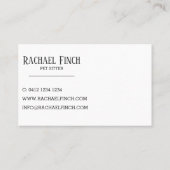 Rose Gold und Kohle Modernes Minimalistisches Pet- Visitenkarte (Rückseite)