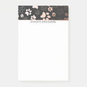 Rose Gold und Kohle Paw Druckmuster Post-it Klebezettel (Vorderseite)