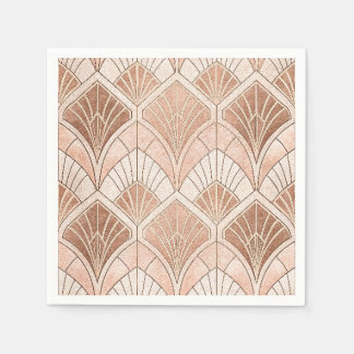 Rose Gold- und Kupfer-Metall Art Deco Fächer-Muste Serviette