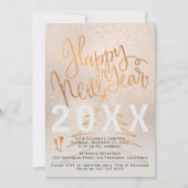 Rose Gold und Kupfer Metallisches Neujahrsfest Par Einladung (Vorderseite)