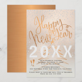 Rose Gold und Kupfer Metallisches Neujahrsfest Par Einladung