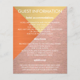 Rose Gold und Kupfer Moderne Hochzeitsinfo Beilage Flyer