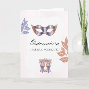 Rose Gold und Lilac Glitter Prinzessin Quinceañera Einladung