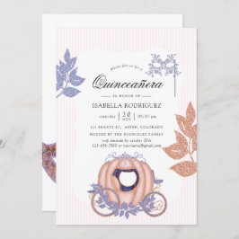 Rose Gold und Lilac Glitzer Princess Quinceañera Einladung