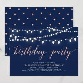 Rose Gold und Marine | 40 Geburtstagsparty von Erw Einladung