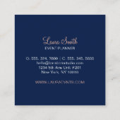 Rose Gold und Marine | Chic Minimalistisch Circle Quadratische Visitenkarte (Rückseite)