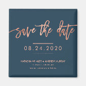 Rose Gold und Marine Save the Date Hochzeitsmagazi Magnet (Vorne)