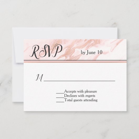 Rose Gold und Marmorhochzeit RSVP Karte (Vorderseite)
