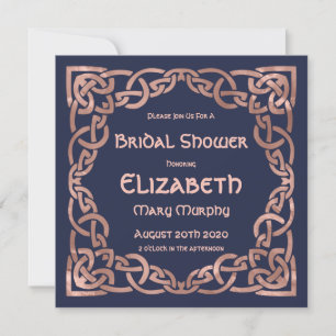Rose Gold und Navy Blau keltische Knoteneinladung Einladung