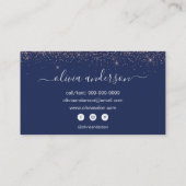 Rose Gold und Navy Blue Glitzer Haar Makeup Salon Visitenkarte (Rückseite)