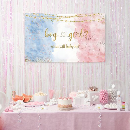 Rose Gold und Navy Blue He oder She Banner (Party)