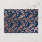 Rose Gold und Navy Blue Hochzeitsempfang Begleitkarte (Rückseite)