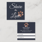 Rose Gold und Navy Blue Paw Print Animal Empfehlungskarte (Vorne/Hinten)