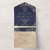 Rose Gold und Navy Blue Wedding All In One Einladung (Innen Boden)