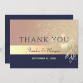 Rose Gold und Navy Blue Wedding Dankeschön Card Dankeskarte (Vorne/Hinten)