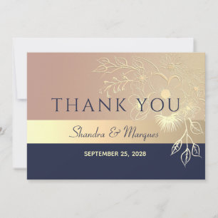 Rose Gold und Navy Blue Wedding Dankeschön Card Dankeskarte