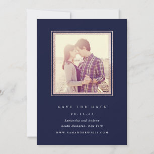 Rose Gold und Navy Foto Save The Date