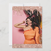 Rose Gold und Navy Glitzer Tropfen Foto Frame Einladung (Rückseite)