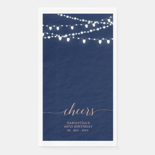 Rose Gold und Navy Lichterkette Elegante Cheers Serviette