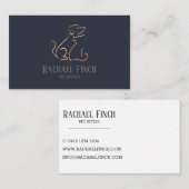 Rose Gold und Navy Moderne Minimalistische Haustie Visitenkarte (Vorne/Hinten)