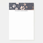 Rose Gold- und Navy-Paw-Druckmuster Post-it Klebezettel (Vorderseite)