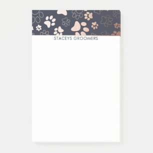 Rose Gold- und Navy-Paw-Druckmuster Post-it Klebezettel