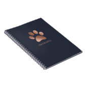 Rose-Gold- und Navy-Paw-Logo Personalisiert Notizblock (Rechte Seite)