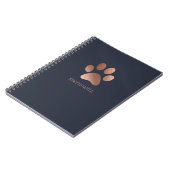 Rose-Gold- und Navy-Paw-Logo Personalisiert Notizblock (Linke Seite)