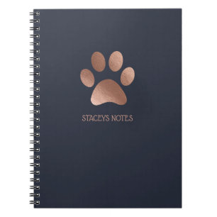 Rose-Gold- und Navy-Paw-Logo Personalisiert Notizblock