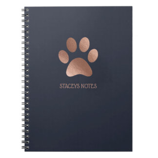 Rose-Gold- und Navy-Paw-Logo Personalisiert Notizblock