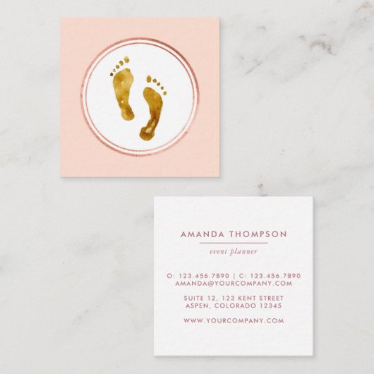 Rose Gold und Pink Event Planner Social Media Icon Quadratische Visitenkarte (Vorne/Hinten)