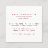 Rose Gold und Pink Event Planner Social Media Icon Quadratische Visitenkarte (Rückseite)