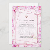 Rose Gold und Pink Floral Geometric Wedgers Ankündigung (Vorne/Hinten)