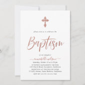 Rose Gold und Pink Girl Taufe Einladung (Vorderseite)