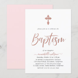 Rose Gold und Pink Girl Taufe Einladung