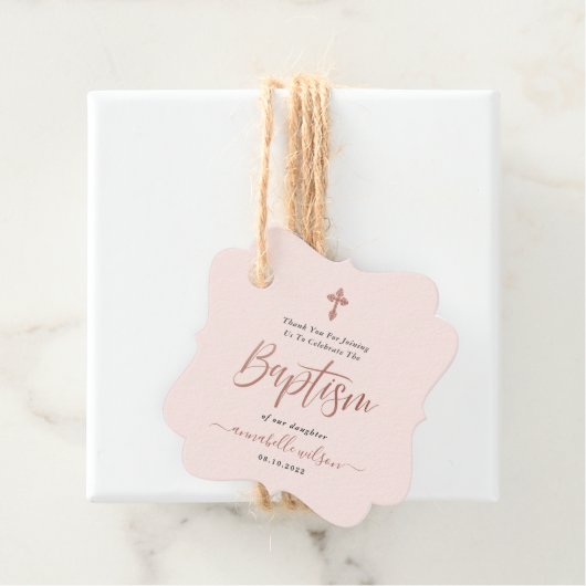 Rose Gold und Pink Girl Taufe Vielen Dank Geschenkanhänger (Beispiel)