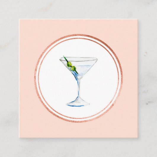 Rose Gold und Pink Hospitality Social Media Icon Quadratische Visitenkarte (Vorderseite)