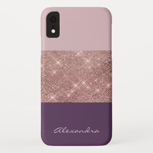 Rose Gold und Plum Girl Funkelnd Farbblöcke Case-Mate iPhone Hülle (Rückseite)