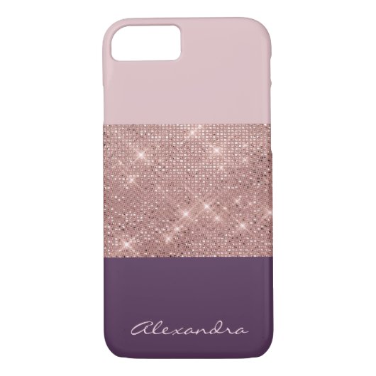 Rose Gold und Plum Girl Funkelnd Farbblöcke Case-Mate iPhone Hülle (Rückseite)