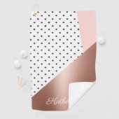 Rose Gold und Punkte Golfhandtuch (Insitu)