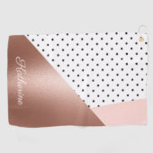 Rose Gold und Punkte Golfhandtuch (Horizontal)