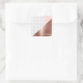 Rose Gold und Punkte Quadratischer Aufkleber (Tasche)
